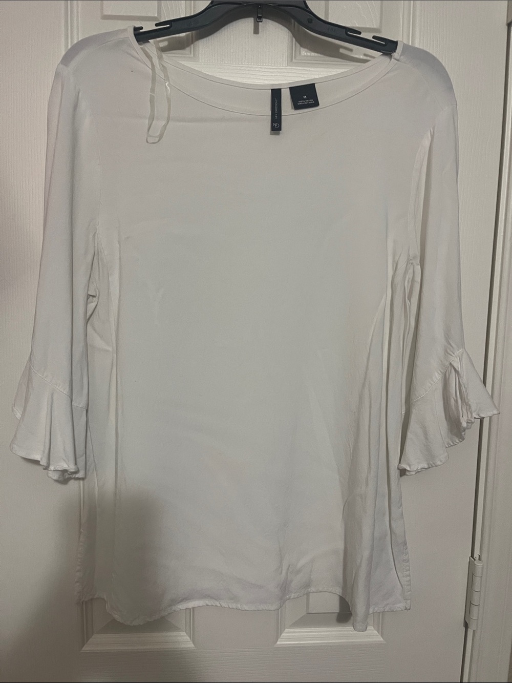 new directions White Ruffle Sleeve Long Sleeve Top